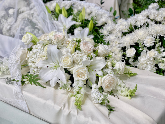 Funeral Casket Arrangement White