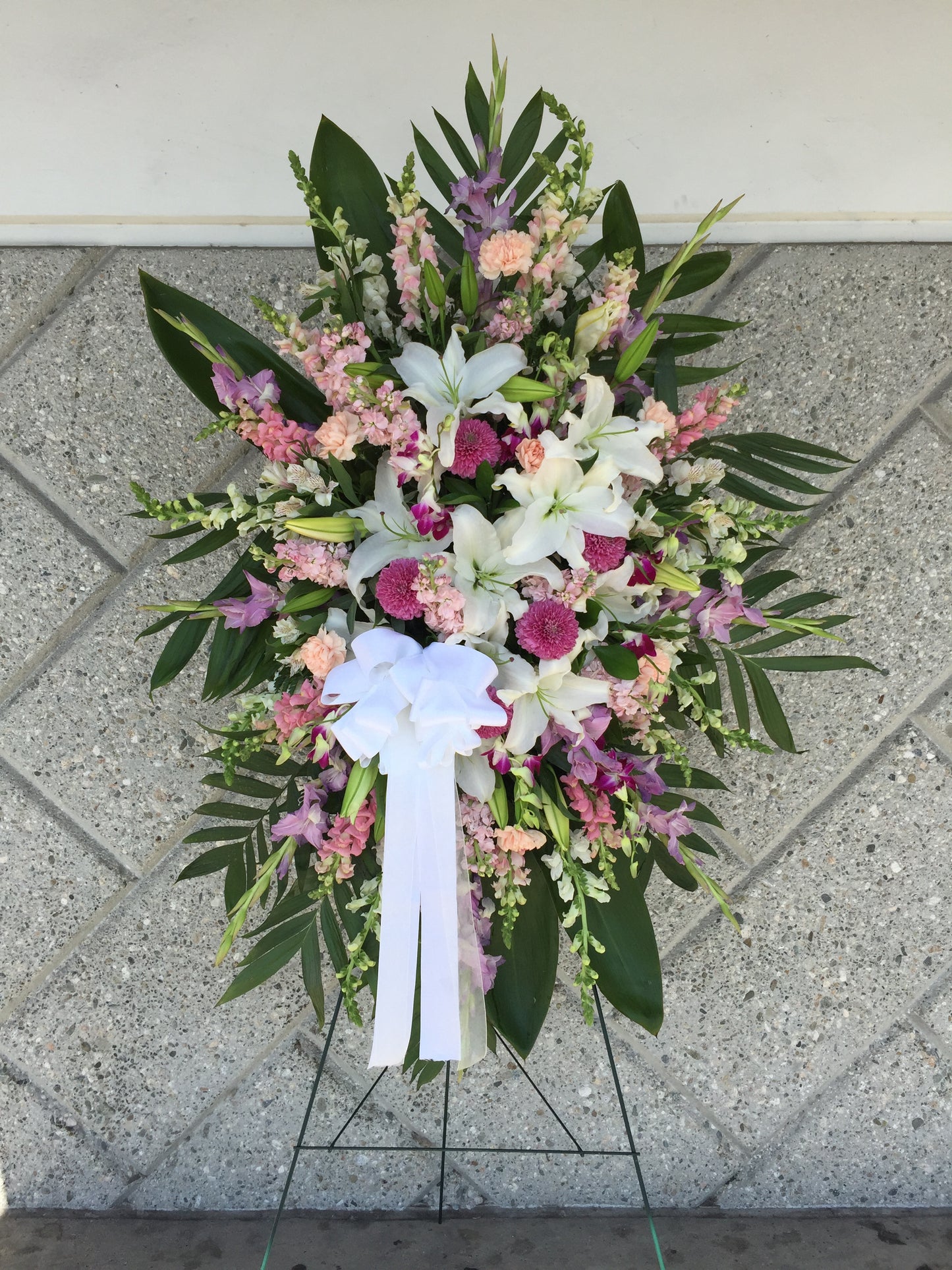 Funeral Standing Spray Pink Purple